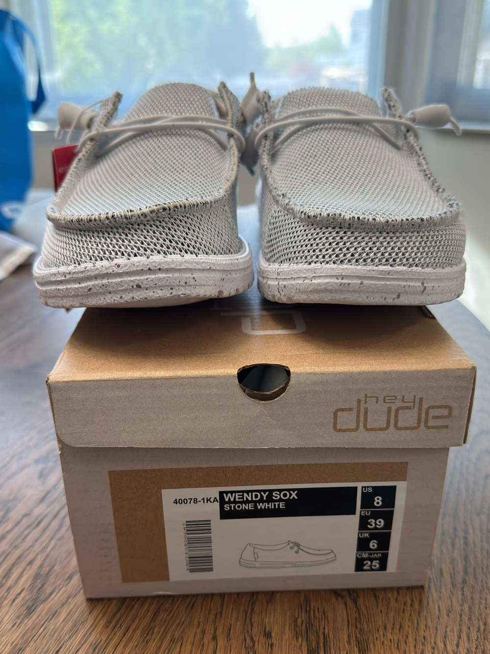 HEYDUDE Women's Wendy Sox Slip On Loafer Stone White Womans 8